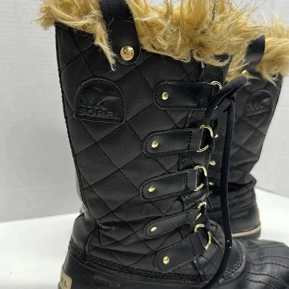 Sorel Tofino II Snow Winter Boots Boot Luxe Waterproof Lace Up Black Gold 6.5 - Picture 2 of 9